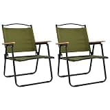 DXKDUSOKJ Green Folding Camping Chairs 2 Pack, Oxford Fabric Portable Patio Chairs for Outdoor Beach Picnic, Lightweight Foldable with Powder-Coated Steel Frame