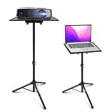 PYLE Laptop & Projector Stand, Tripod Stand With Adjustable Height 28"-50", Portable DJ Equipment Mount, Angle Adjustable Tray, Lightweight Metal Construction, Stage, Studio, Musicians & Performers