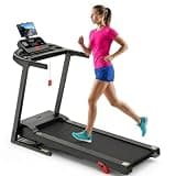 330 lbs Capacity Folding Treadmill for Home, 3.75 HP Running Machine, 0.6-7.5 MPH, 3-Level Manual Incline, 64 Workout Programs, 15.7" Running Belt, Soft Drop Folding System, Space Saving Design