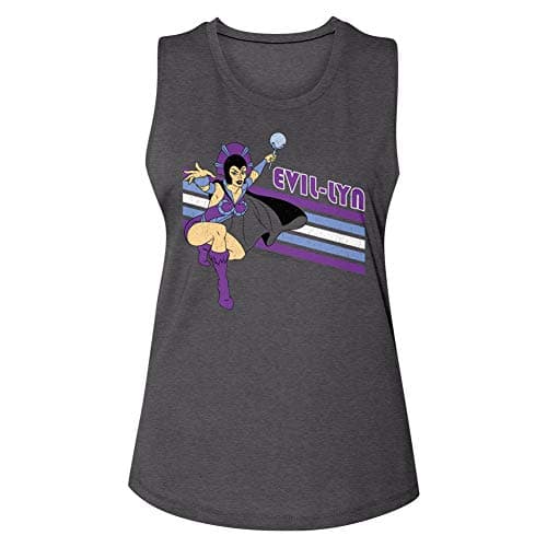 Masters of the Universe Evil-Lyn Muscle Tank Top for Women - 80s Vintage Style Women's Summer Tops Gray