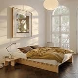 XIAO WEI Queen 100% Solid Wood Platform Bed Frame, No Tools Japanese Joinery Wood Bed Frame with Wooden Slat, 8" Under‑Bed Clearance, 1 Minute Setup, No Box Spring Needed,Natural