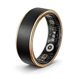 Aluminum Alloy Smart Ring Fitness Tracker with Heart Rate, Blood Oxygen, Sleep & Activity Tracking, IP68 Water Resistant, 5–7 Day Battery, Camera Control, Black, Size #10 (19.9 mm)