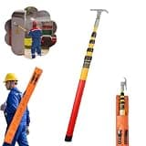 Rescue Operating Pole Kit, Fiberglass Portable Insulated Rescue Hook, High Voltage Electrical Safety Tool for Substations, Construction Sites(3.0m(9.8ft) 3 Sections)