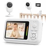 Elzeeo Baby Monitor with Camera and Audio, 2.8" Screen No WiFi Baby Monitor for Nursery and Travel, Portable Baby Camera Monitor with Auto Night Vision, VOX, 2-Way Talk, Temperature Sensor & Lullabies