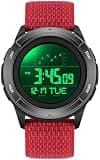 Mens Digital Watch Nylon Strap Red Sports Wrist Watches for Men Women