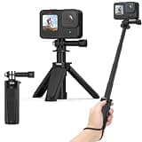 VRIG TP29 Extenable Mini Camera Tripod,Portable Small Handle Grip Desktop Webcam Selfie Stick Tripod for DJI Osmo Action 5Pro/4/3/AKASO Brave EK7000,Pole Tripod for Action Camera Hero 13 12 11 10 Max