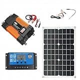 20W 18V Solar Panel Kit with 30A LCD Charge Controller and Power Inverter (300W/500W, 110V/220V), Off Grid Solar Energy System for RV, Boat, Cabin and Emergency Backup (500W-220V)