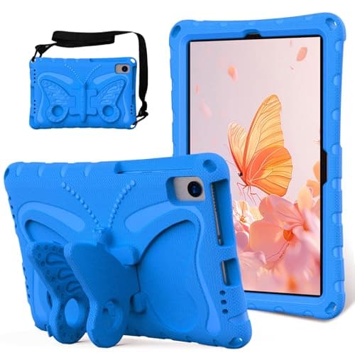 Tablet Case Compatible with Huawei Matepad 10.4 inch (2020/2022) Case, Lightweight EVA Kid Friendly Shockproof Protective Case, Shoulder Strap Cover Kids Butterfly Cover(Blu)