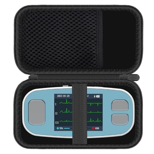 Compatible for EMAY 6L Portable ECG Monitor Case, Lamshaw Durable EVA Carrying Case, Shockproof & Lightweight Protective Cover Compatible with EMAY 6L Portable ECG Monitor (Black)