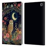 Head Case Designs Officially Licensed JK Stewart Owl Crescent Moon Night Garden Key Art Leather Wallet Case Compatible with Amazon Fire Max 11 2023