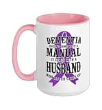 Alzheimer's Dementia Awareness Support Husband Vintage Ceramic Mug, Pink/White, 15oz