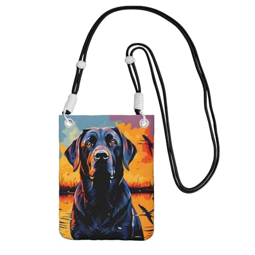 SUDZZLPY Black Labrador Dog By The Lake Small Crossbody Bag, Gift Wallet, Cell Phone Pouch For Women, Coin Purse For Daily Shopping Walking
