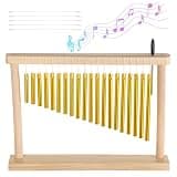 20 Notes Chime, Wood Table Wind Chime for Youth Adults with Mallet, Desktop Hand Chime with 20-Bar Instrument and Rich Tone, Serenity Bell Wind Chime
