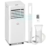 HOMCOM 10000 BTU Mobile Portable Air Conditioner for Rooms Up to 441 Sq.Ft., 4-in-1 AC Unit with Cooling, Dehumidifier, Fan, Sleep Mode, Remote, 24H Timer, LED Display, Window Installation Kit, White