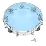 Hand Drum Double Row Hand Bell Adjustable Tone ABS Light Handheld Percussion Instrument for Church Concerts Live Shows Karaoke Birthday Parties Metal Bell 10in (Blue)
