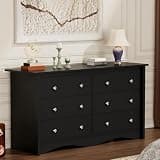 YESHOMY Dresser for Bedroom with 6 Drawer, 47.2" TV Stand, Organizer Drawers for Bedroom, Living, Hallway (Dark Black)