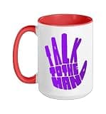 Purple Talk To The Hand Purple Color Graphic Ceramic Mug, Red/White, 15oz