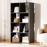 COMHOMA 8 Wood Cube Storage Organizer with Open Back and Removable Back Panels, 11In Black Cube Storage Bookshelf, Cubicle Shelf Bookcase for Home Office Bedroom Living Room, Vertical or Horizontal