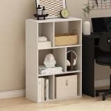 Furinno Daly 6-Cube Bookshelf, White Book Shelf, Cube Storage Organizer Bookcase with Irregular Compartments, 11.7 x 23.6 x 36.8, for Living Room, Bedroom, Home Office, Plain White