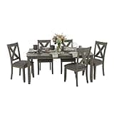 Signature Design by Ashley Caitbrook Rustic 7-Piece Dining Set – Rectangular Table with 6 X-Back Upholstered Chairs, Gray