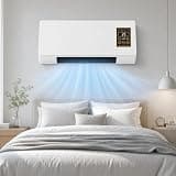 Mini Wall Mounted Air Conditioner, Compact Heater and Cooling Fan, Small Ac Unit for Bedroom Desk Small Room, Portable Quiet Cooler Heater Combo with Remote Control