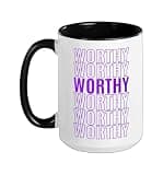 Purple Color Worthy Purple Graphic Ceramic Mug, Black/White, 15oz