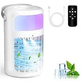 Portable Air Conditioner, 2026 Upgraded 4-IN-1 Portable Ice Fan with 3 Cooling Speeds & 1500ml Water Tank, 2 Cool Mist Ultra-Quiet Desktop AC Fan with Remote & 2-8H Timer for Bedroom, Office, Home