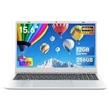 EvoSpan Laptop Computer, 15.6 Inch FHD IPS Display, 12GB RAM 128GB SSD, Pentium Gold 6500Y Up to 3.4GHz, USB-C, HDMI, WiFi 5, Bluetooth 5.0, Lightweight Laptop for Students, Home Office & Business