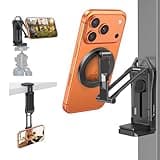 OMOTON TP02-Pro Magnetic Phone Holder for Vlogging, Content Creator Essentials with 1/4" Screw, Arca, Strong Back Magnet for Gym, Adjustable Phone Stand & Selfie Stick for iPhone 12-17 Series, Black