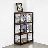 QWBthnk 4-Tier Industrial Bookshelf, Rustic Brown Wood and Black Metal Frame, Open Storage Bookcase, 24 x 11 x 43 Inch