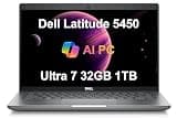 Dell Latitude 5450 Business Laptop (14" FHD, Intel 12-Core Ultra 7 155U, 32GB DDR5 RAM, 1TB SSD), Backlit KB, 1080p Webcam, 2x Thunderbolt 4, Ethernet, HDMI, Win 11 Pro (Renewed)