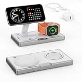 3 in 1 Foldable Wireless Charger Stand for Apple Magsafe Charger, Fast Travel Charging Station for Magsafe for iPhone 17/17e/Air/16/15/14/13/12 Series, Apple Watch Series, AirPods pro/2/3/4 (Silver)