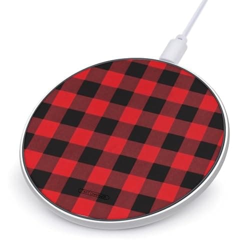 Buffalo Check Wireless Charger Portable 10W Fast Wireless Charging Pad Compatible with Phone Ultra-Thin Charging Station Lightweight Charger Mat for Travel Home Office Desk