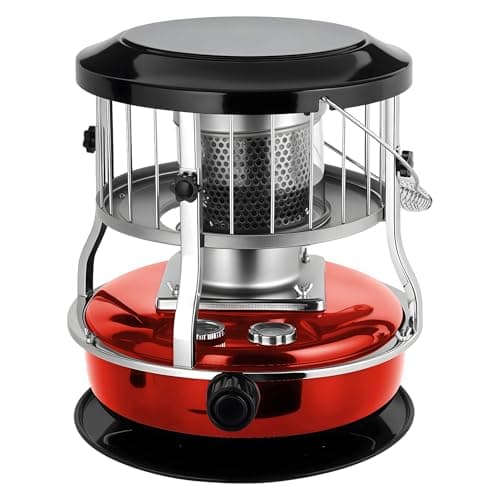 Indoor Kerosene Heater, Portable Kerosene Heater for Camping and Emergency, 9000 BTU 2400W Output with 1.18 Gallon Fuel Tank, 16–21 Hour Burn, 0.2–0.24L/H Consumption (Light Red)