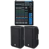 Yamaha MG12 12-Channel Analog Mixing Console Bundle with 2x DBR15 15-Inch 1,000W Powered Loudspeakers — 6 D-PRE Preamps and 132 dB 50 Hz Full-Range PA System for Live Bands, Worship, and Mobile DJ