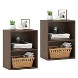 Tangkula 2-Cube Bookcase, Floor Standing Open Bookshelf, 5-Position Adjustable Shelf, Modern Display Shelf, Anti-Toppling Kits, Cubby Storage Organizer for Living Room Study Office (2, Dark Walnut)