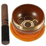 ORFOFE Meditation Yoga Singing Bowl Set and Wooden Mallet for Relaxation and Mindfulness with Copper Sound Bowl Includes Orange Cushion Pad Handmade Tibetan Style for Meditation