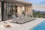 PURPLE LEAF Outdoor Chaise Lounge Chair Set of 4 Pool Lounge Chairs with Champagne Aluminum Plastic Stackable Tanning Chairs for Poolside Sunbathing Beach Deck Yard, Grey