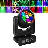JCYWFLODY 7x40W Moving Head DJ Lights, LED 4-in-1 RGBW Beam Wash Color Mixing Stage Lighting Effects Bee Eye Focus Light, DMX and Sound Activated Control DJ Lights for Parties Disco Wedding Concert