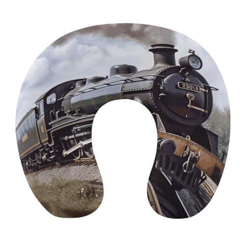 FekiLoot Steam Locomotive Train Travel Pillow,U Shaped Office Napping Pillow Support Neck and Head Comfortable Travel Neck Pillow U Shape Sleeping Essentials for Long Haul Flights