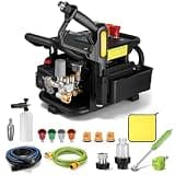 Electric Pressure Washer, 2175 PSI 150 Bar Power Washer with 3HP Inverter Motor, 3.17 GPM Brass Triplex Pump, Foam Cannon, 6 Nozzle Tips, Self-Priming Wall Mount for Cars Driveways Home