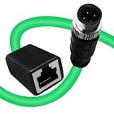 GEOAOBLE 3.3Ft M12 4 Pin D Code Male to RJ45 Female Industrial Ethernet Cable High Flexible Shielded Ethernet CAT5e Cable for Industrial Camera Sensor Automation 1M