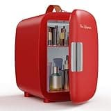 NEWBULIG Mini Fridge for Bedroom, Office & Car, Portable 4L/4.23QT Mini Refrigerator for Skincare with Handle, Ultra-Quiet Energy-Saving Compact Cooler for Drinks, Food, Skincare & Makeup, 12V AC/DC