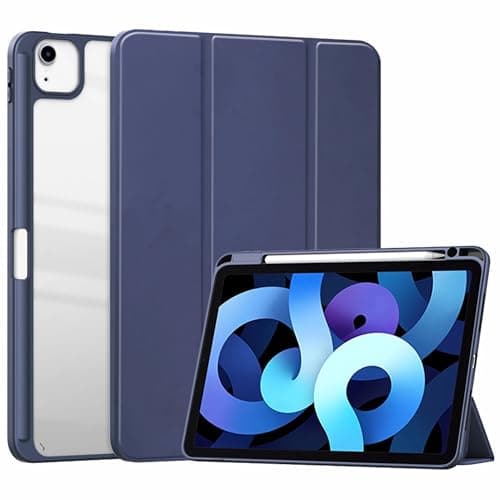JKSVTF Case for Ipad 10Th Generation 2022 10.9 TPU Built-in Pencil Holder Shockproof Cover Clear Transparent Back Shell Auto Wake/Sleep,Dark Green (Dark Purple)