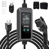 BETUMODA Level 1 EV Charger - 2.8 Inch LED Touch Screen, 25FT, 110V/240V, 16 Amp, and NEMA 6-20 & NEMA 5-15 Plug Adapter - Portable Electric Car Charger for J1772 EVs and Plug-in Hybrid Vehicles