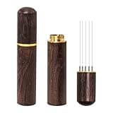 EOCOYAR Espresso Coffee Stirrer - 5 Needles 0.4mm Coffee Distribution Tool with Natural Walnut Handle & Stand - Needle Distributor for Even Extraction & Clump Breaking (Walnut)