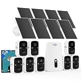 Hiseeu Solar Security Cameras Wireless Outdoor System, 8 Cam-Kit, Expandable to 10CH, No Monthly Fee, Solar-Powered, Home Security Cameras System with 2K Color Night Vision, 2.4G & 5G WiFi, 1TB HDD