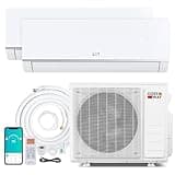 COSTWAY 20K Dual 2 Zone Mini Split AC/Heating System, 23 SEER2 9000 BTU+ 9000 BTU WiFi Enabled Split AC w/Heat Pump & Pre-Charged, Line Set Included, 208/230V (Blast Pro Series)
