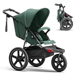 BabyVista Jogging Stroller, All-Terrain Frame, 12"/16" Inflatable Tires with Angled Valve, Disc Hand Brake & Foot Brake, Adjustable Handlebar, Foldable Jogger Stroller for Babies & Toddlers, Green