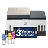 HP Smart Tank 7303 Wireless All-in-One Ink Tank Printer, Scanner, Copier with up to 3 Years of Ink Included, Best-for-Home Office, Cartridge-Free Refillable, AI-Capable (9B5D0A)
